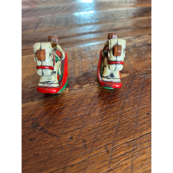 Vintage Rocking Horse Candle Holders - Set Of 2 Hand-Painted With Original Box C - Picture 6 of 11